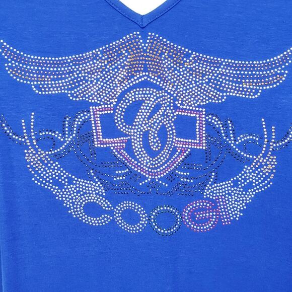 COOGI Australia Blue‎ Logo Studded Long Sleeve Drape Open Back Dress Size Large - Picture 4 of 12